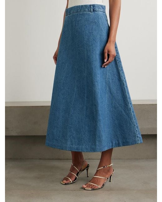 Rohe Blue Denim Midi Skirt