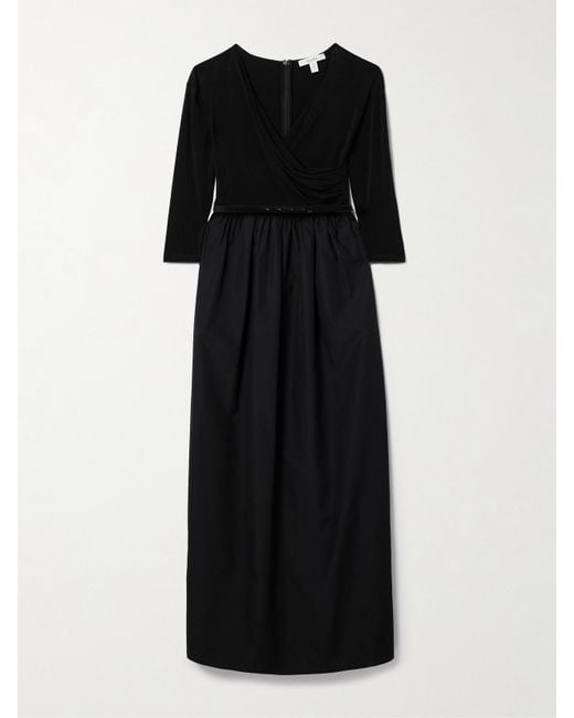Max Mara Black Kaiser Midikleid Aus Stretch-Jersey Und Baumwollpopeline Mit Gürtel