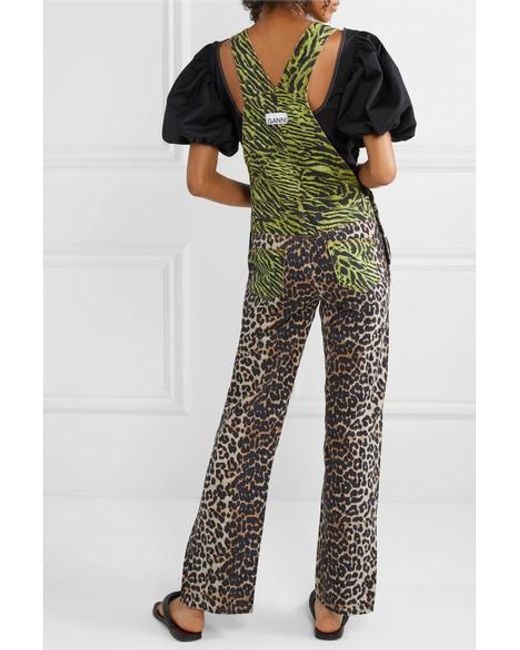 Leopard print cheap denim jumpsuit