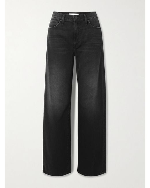 Mother Black The Dodger Sneak Mid-Rise Straight-Leg Jeans