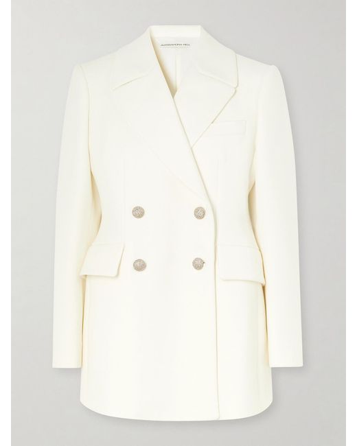 Alessandra Rich Natural Double-Breasted Wool Blazer