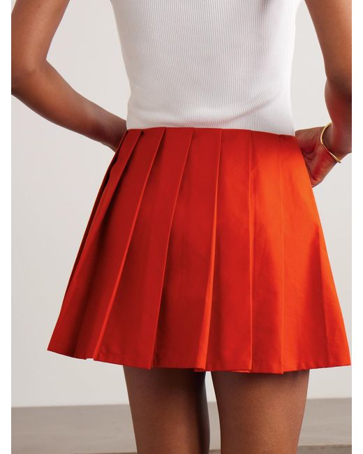 Tolu Coker Red Pleated Coated-Cotton Mini Wrap Skirt
