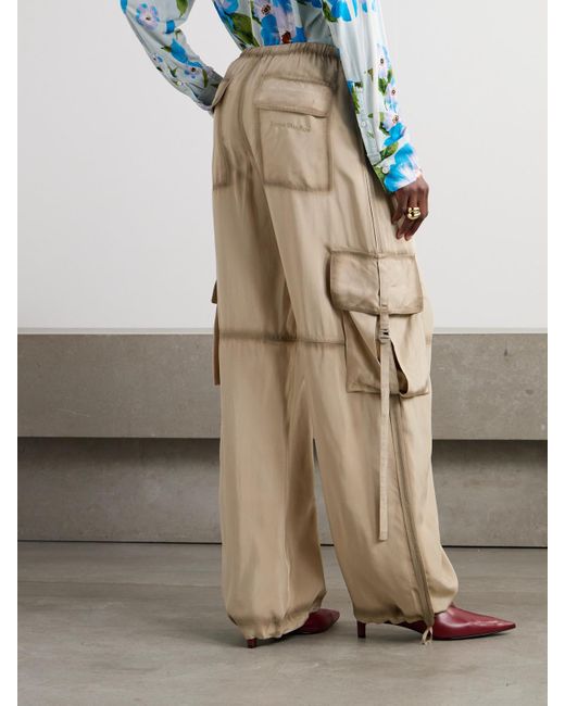 Acne Natural Cargohose Mit Weitem Bein Aus Glänzendem Twill