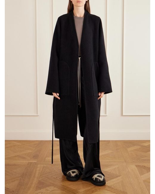Rick Owens Black Dagger Belted Cashmere Coat