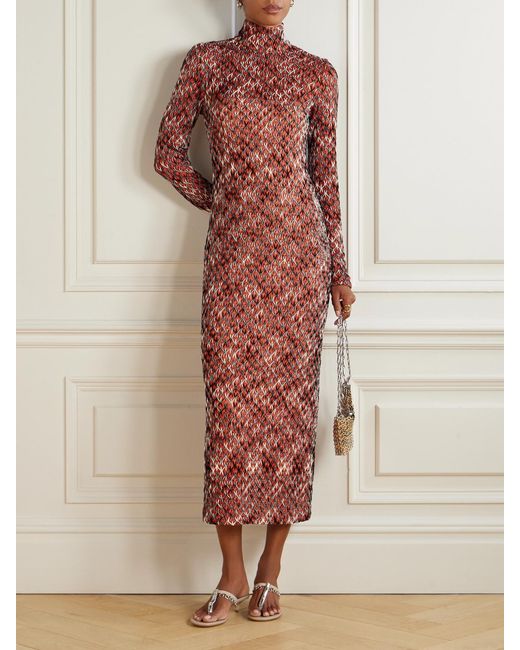 Missoni Red Space-Dyed Wool-Blend Midi Dress