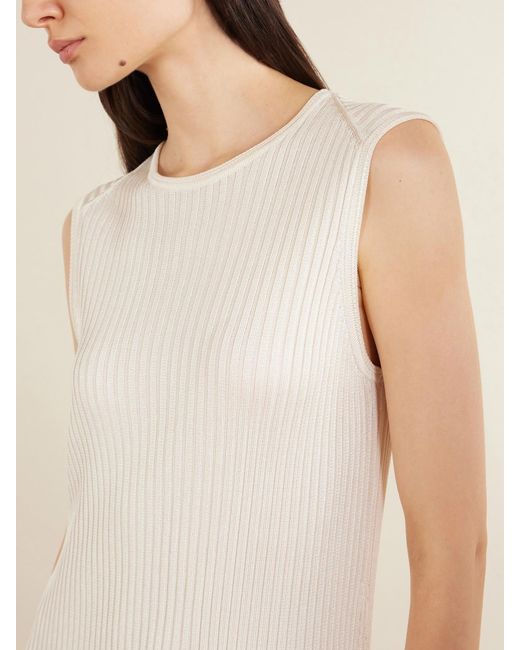 Veronica de Piante White Gabby Ribbed-Knit Jersey Maxi Dress
