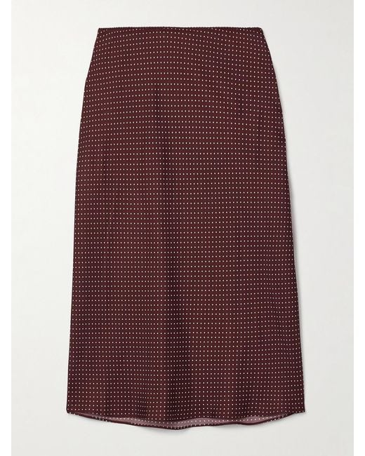 Doen Purple Elowette Polka-Dot Silk-Blend Twill Midi Skirt