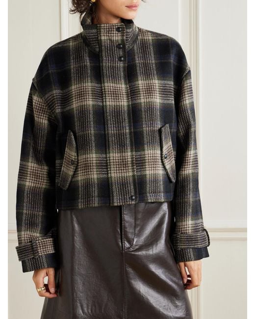 Veronica Beard Black Bateman Checked Wool-Blend Jacket
