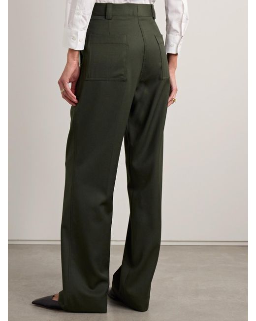 Veronica de Piante Green Avery Hose Mit Weitem Bein Aus Grain De Poudre Aus Wolle