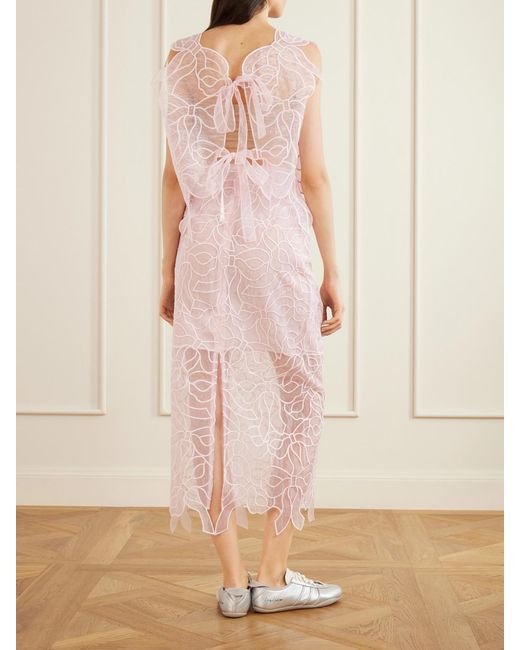 CECILIE BAHNSEN Pink Aya Embroidered Crinkled Organza Top