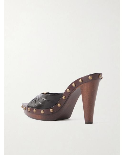 Saint Laurent Natural Babylone Embellished Leather Mules