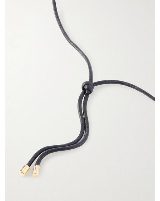 Jennifer Fisher Black Dagger-Plated, Quartz And Leather Necklace