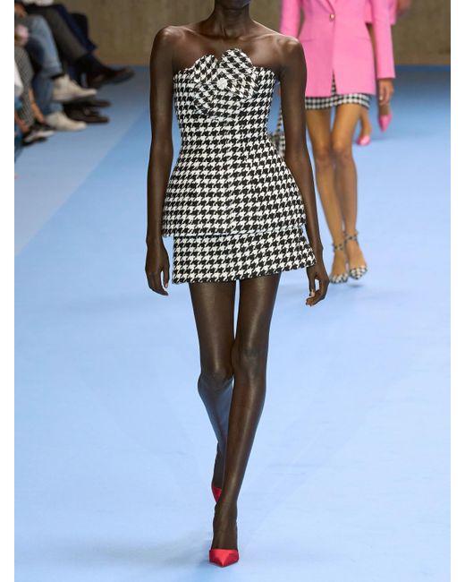 Carolina Herrera Black Minirock Aus Tweed Mit Hahnentrittmuster