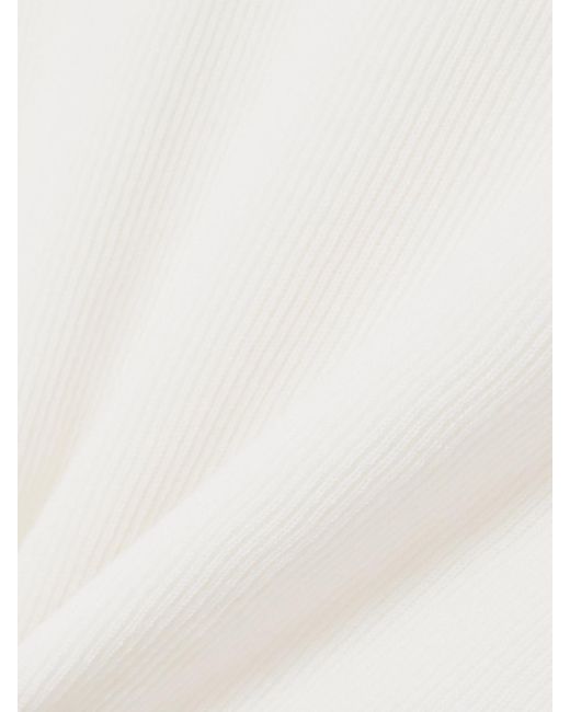 Frankie Shop White Danae Hooded Ribbed-Knit Top