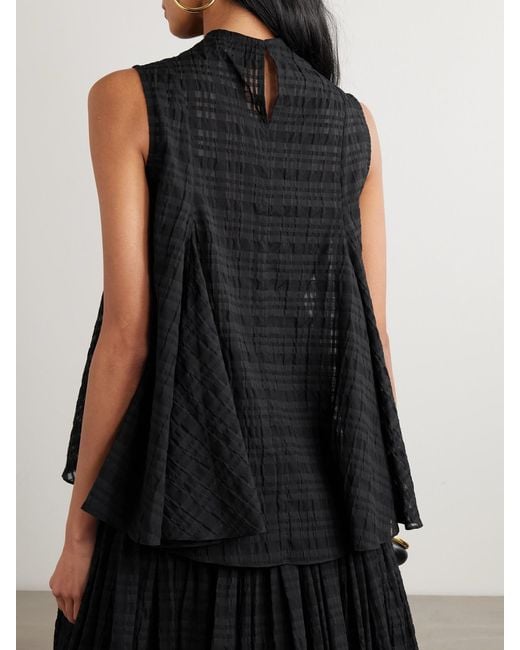 Abadia Black Checked Gauze Top