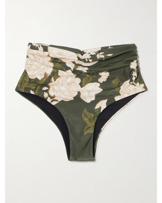 Agua Bendita Natural Vaiven Gardenia Bikini-Höschen Aus Recyceltem Material Mit Blumenprint Und Raffung