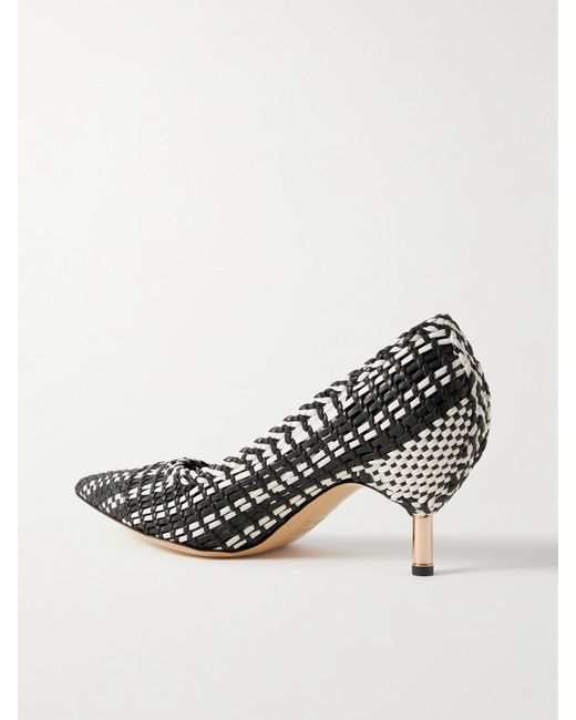 Gabriela Hearst White Andres Two-Tone Woven Leather Pumps