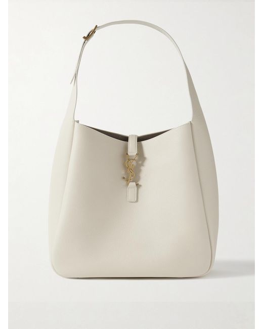 Saint Laurent White Le 5 À 7 Supple Große Schultertasche Aus Leder