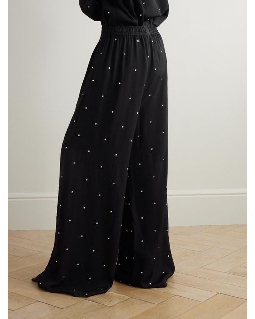 Stella McCartney Black Hose Mit Weitem Bein Aus Crêpe Mit Kristallen