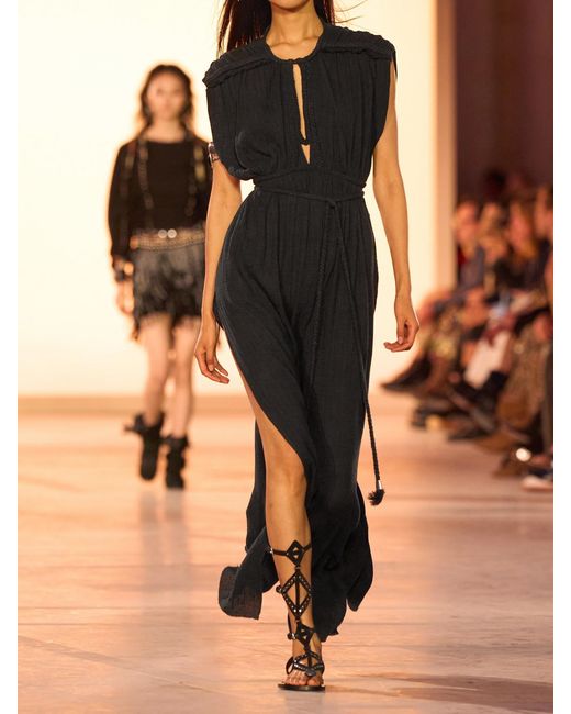 Isabel Marant Blue Joya Open-Back Braided Cotton-Gauze Maxi Dress