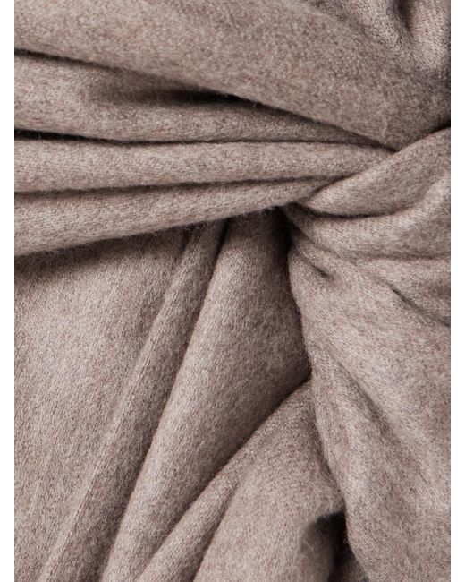 Carven Natural Asymmetric Knotted Wool Skirt