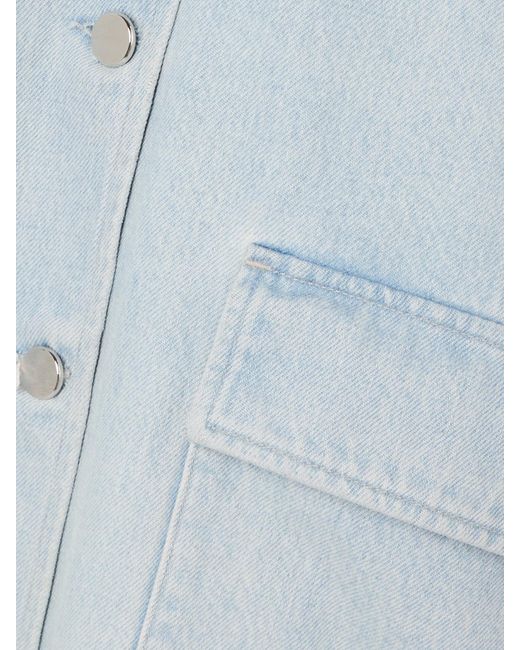 Agolde Blue Maria Mcmanus Oversized Leather-Trimmed Denim Jacket