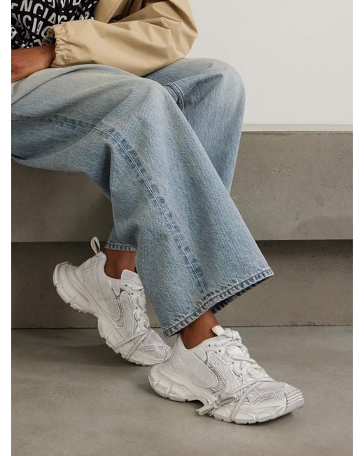 Balenciaga Natural 3Xl Distressed Mesh And Rubber Sneakers