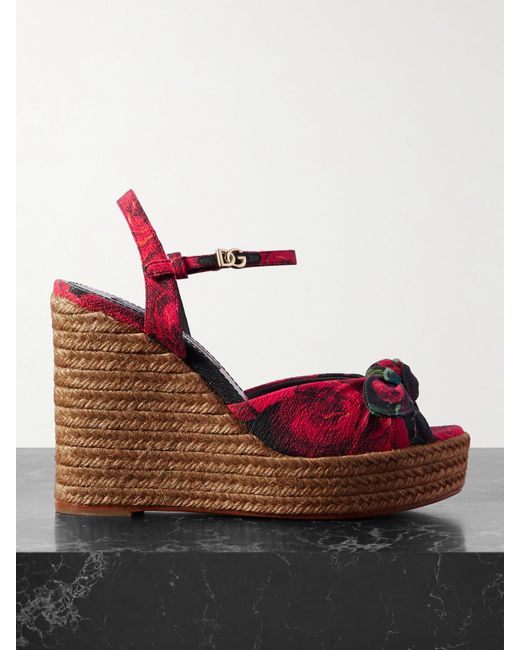 Dolce & Gabbana Lolita Printed Canvas Espadrille Wedge