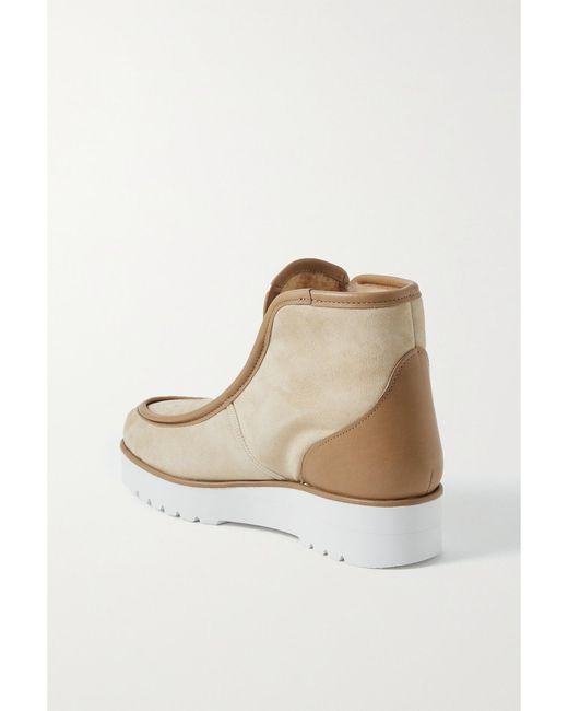 Gabriela Hearst Natural Tyga Leather-Trimmed Suede Ankle Boots