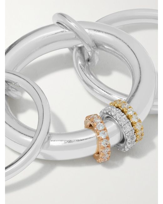 Spinelli Kilcollin White Gemini Set Of Three 18-Karat, And Rose Diamond Rings