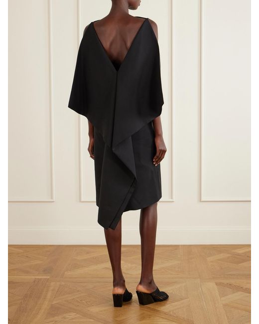 Jil Sander Black Open-Back Silk And Wool-Blend Midi Dress