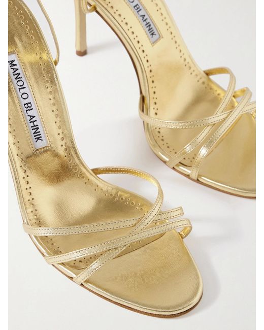 Sandales En Cuir Métallisé Leva 105 Manolo Blahnik en coloris Natural