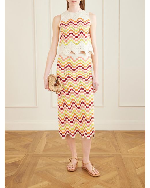 Escvdo Pink Cuenca Striped Crocheted Cotton Tank