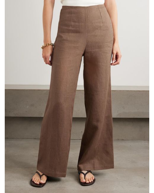 Faithfull The Brand Brown Syna Verkürzte Hose Mit Weitem Bein Aus Leinen