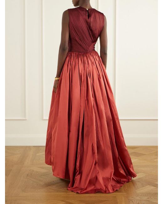Abadia Draped Gathered Taffeta Gown