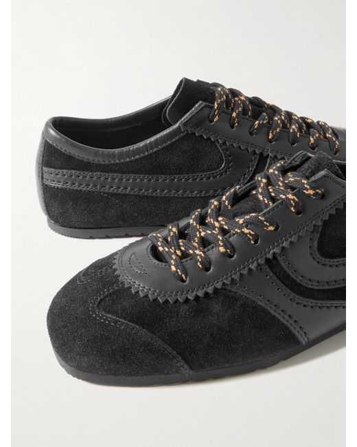 Dries Van Noten Black Leather-Trimmed Suede Sneakers