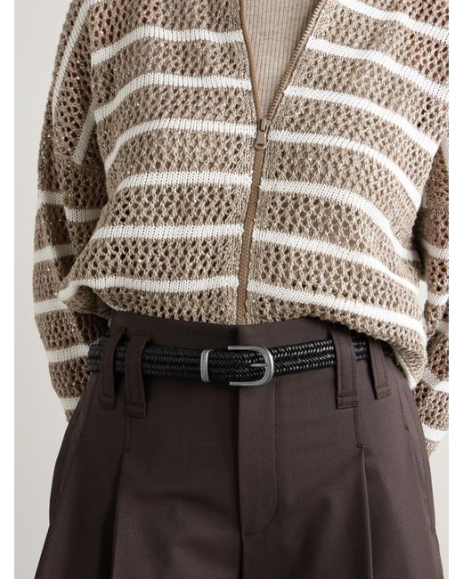 Brunello Cucinelli Black Woven Leather Belt