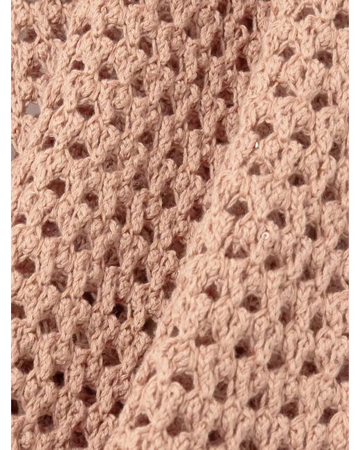 Brunello Cucinelli Natural Sequin-Emhellished Open-Knit Cotton-Blend Midi Skirt