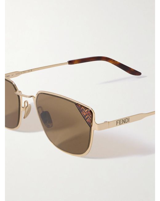 Fendi Natural Signature D-Frame-Tone And Tortoiseshell Acetate Sunglasses
