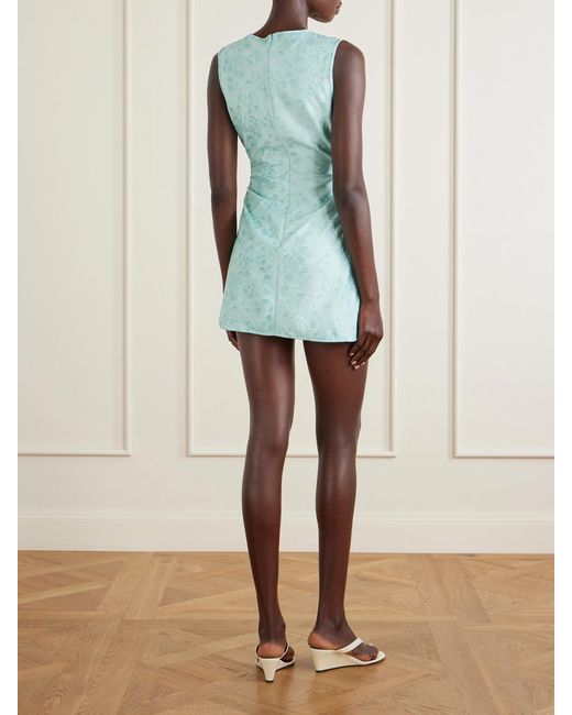 Christopher Esber Blue Light Leak Ruched Jacquard Mini Dress