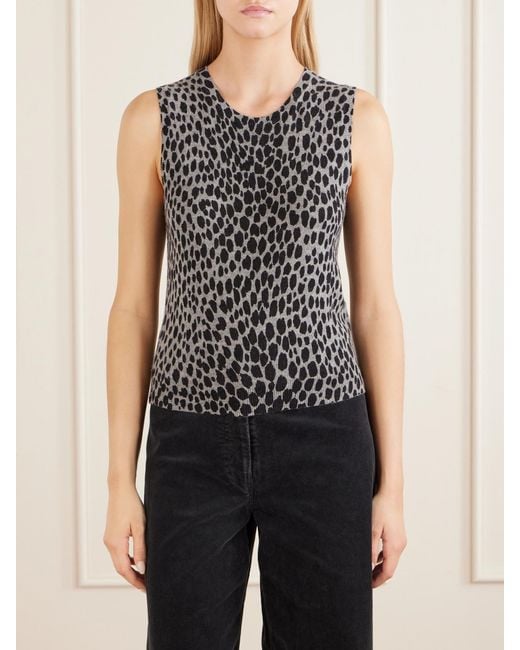 Nili Lotan Black Nessa Leopard-Jacquard Cashmere Tank