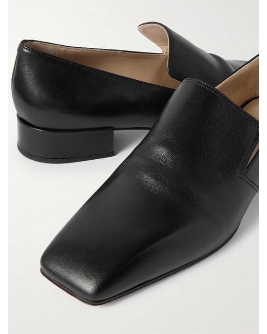 Christen Black Classic Square Leather Loafers
