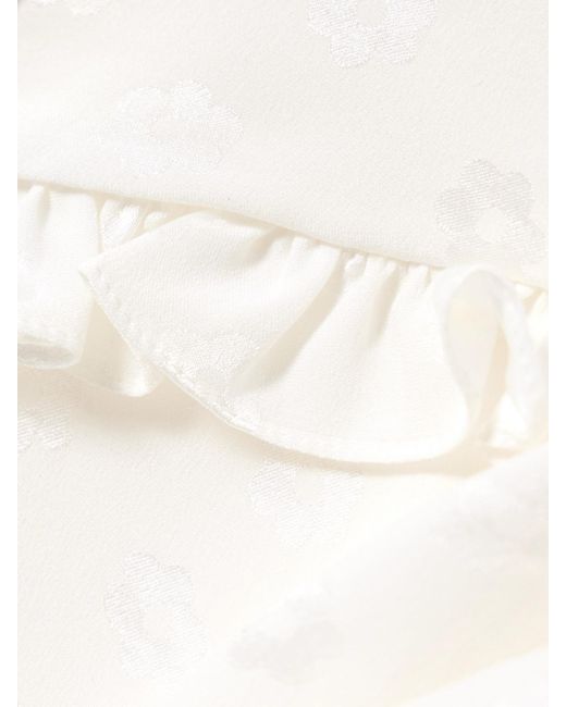 Alessandra Rich Natural Bow-Embellished Floral-Jacquard Silk-Satin Shorts