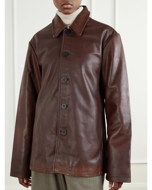 Studio Nicholson Brown Landau Leather Jacket