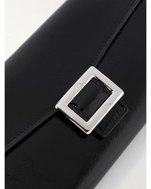Roger Vivier Black Belle Vivier Buckled Patent-Leather Clutch