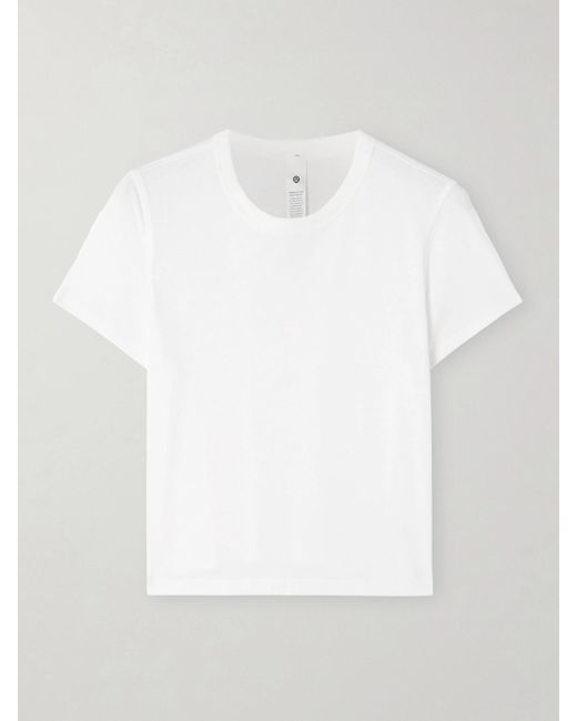 lululemon athletica White T-Shirt Aus Jersey Aus Einer Baumwollmischung