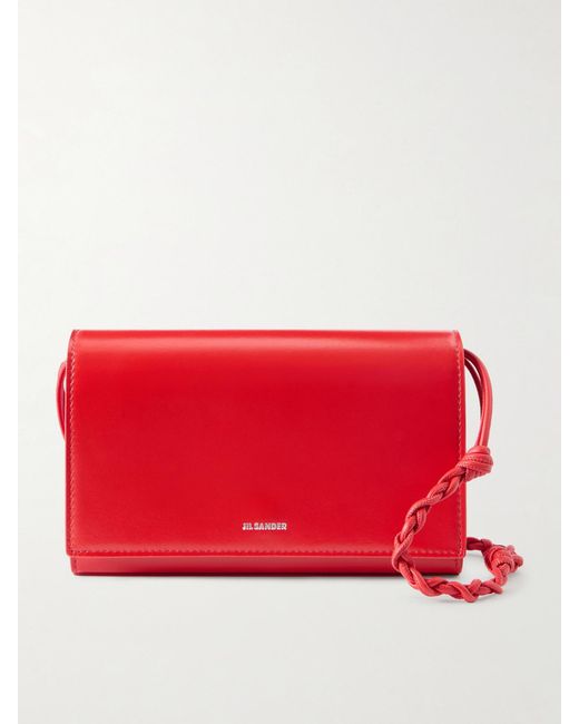 Jil Sander Red Tangle Leather Shoulder Bag