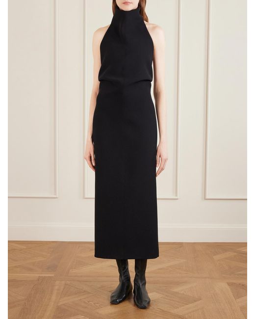Khaite Black Roxanne Crepe Midi Dress