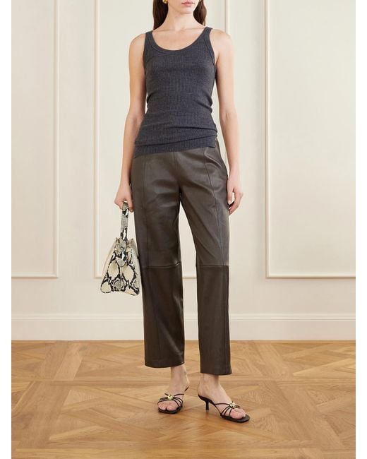 Stouls Gray Bugsy Paneled Leather Tapered Pants
