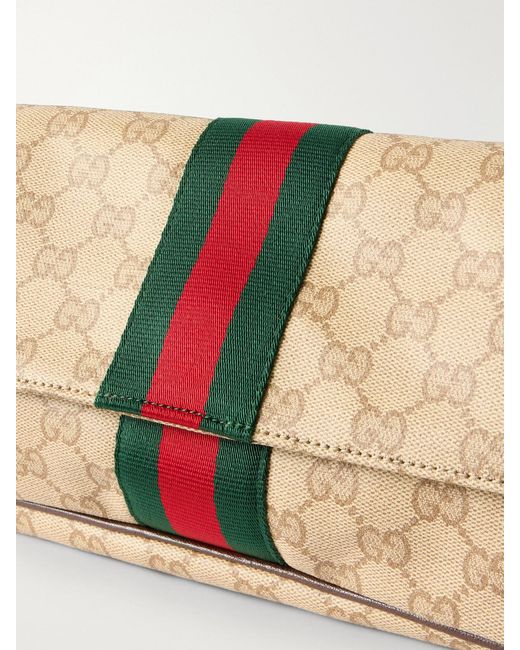 Gucci Metallic Madison Leather-Trimmed Printed Coated-Canvas Shoulder Bag